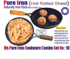 Iron Non Coated Tawa with Frying Pan (Black, 1.5 L) (Set of 2)