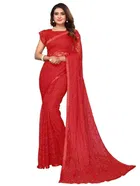Net Solid Saree for Women 