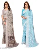 Designer Printed Georgette Saree for Women, Pack of 2 