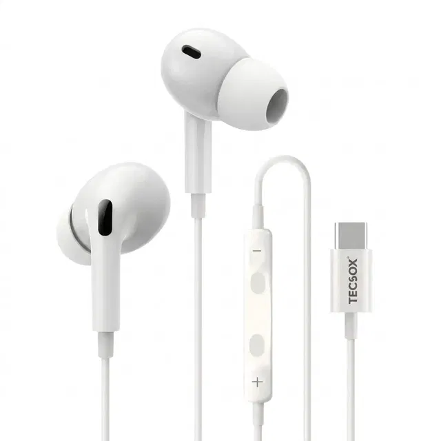 TecSox Bassbuds Prime Wired Earphones [Type-C White]