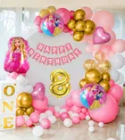 Barbie Theme 8th Birthday Balloon Decoration Kit For Kids, Multicolor, Pack Of 80
