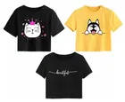 Cotton Printed Crop Tops for Girls (Multicolor, 10-11 Years) (Pack of 3)
