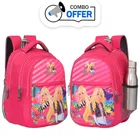 Polyester Cartoon Theme School Bag for Kids (Pink, 25 L) (Pack of 2)