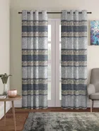Polyester Curtain for Window (Grey, 9x4 Feet) (Pack of 2)