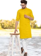 Kurta For Men (Yellow, M)