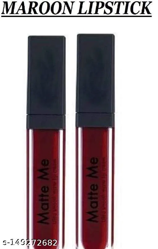 Liquid Lipstick for Women (Maroon, Pack of 2)
