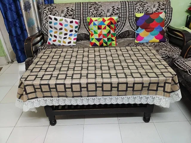 PVC Printed 4 Seater Table Cover (Multicolor, 40x60 Inches)
