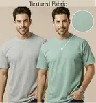 Polyester Round Neck T-shirt for Men, Multicolour, Pack of 2 
