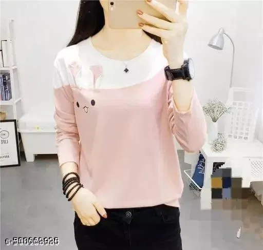 Cotton Blend T-shirt for Women, Pink (S)