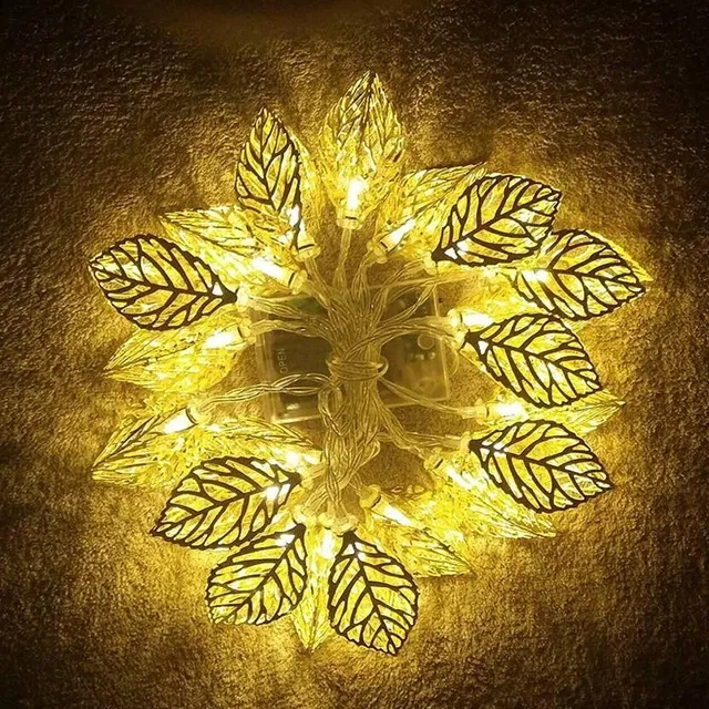 10 LED Metal Leaf Shaped Diwali Decoration String Light(Warm, 4m)