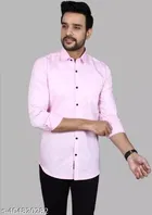 Cotton Blend Solid Shirt for Men, Pink 