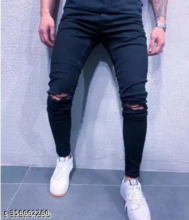 Denim Slim Fit Jeans for Men (Black, 32)