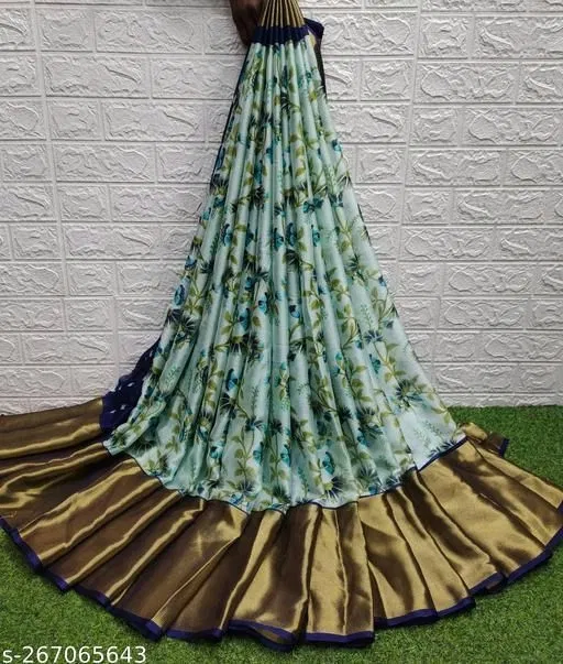 Georgette Printed Saree for Women (Navy Blue, 6.3 m)