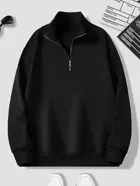Fleece Solid Sweatshirt for Men, Black 