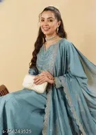 Embroidered Flared Kurta Set for Women 
