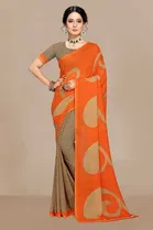 Kanooda Prints Georgette Women Saree With Un-stitched Blouse 