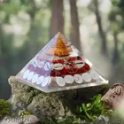 Orgone Gomti Chakra Shree Yantra Pyramid with Chirmi Seeds 
