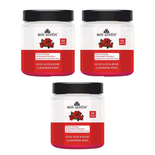 Bon Austin Rosec & Kojic Acid 50 Pcs Face Cleansing Pads (Pack of 3)