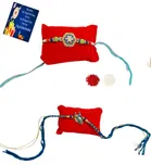 Metal 2 Pcs Rakhi with Greeting card, Roli 