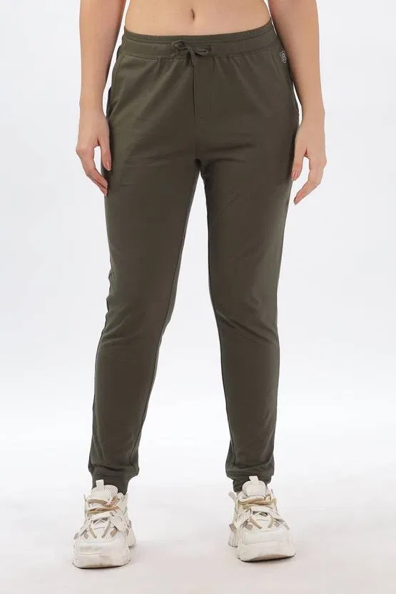 100% Cotton Treggings Trouser / Pant for Women (Olive, L)