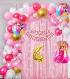 Barbie Theme 4th Birthday Balloon Decoration Kit For Kids, Multicolor, Pack Of 67