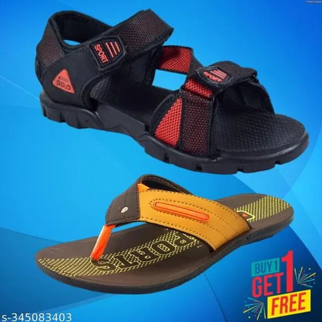 Sandal with Flipflop for Men (Multicolor, 6) (Pack of 2)