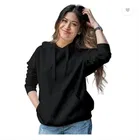 Fleece Solid Hoodie for Women, Black 