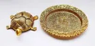 Metal Tortoise with Plate Showpiece 