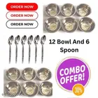 Stainless Steel 12 Pcs Bowls with 6 Pcs Spoon 