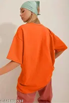 Cotton Blend Printed T-shirt for Women, Orange 