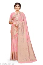 Linen Zari Woven Saree for Women 