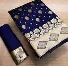 Litchi Silk Zari Woven Saree for Women, Navy Blue 