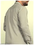 Cotton Blend Solid Shirt for Men, Silver 