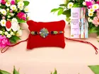 Metal Rakhi with Greeting Card & Roli Chawal 
