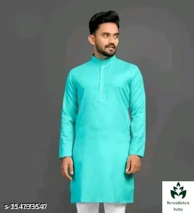 Full Sleeves Kurta for Men (Sky Blue, L)