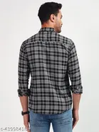 Polycotton Checked Shirts for Men, Black 