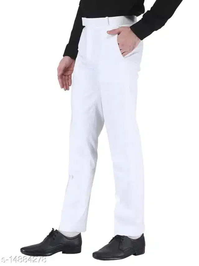 Cotton Blend Trouser for Men (White, 36)