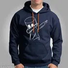 Marshmellow Dab Printed Fleece Hoodie for Men (Navy Blue, M)