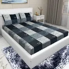 Arch Fab Grey Black Checks Flat Double Bedsheet 88X90 Inch