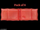 Plastic Plates for Kitchen, Red, Pack of 6