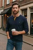 Cotton Solid T-Shirt for Men, Navy Blue 