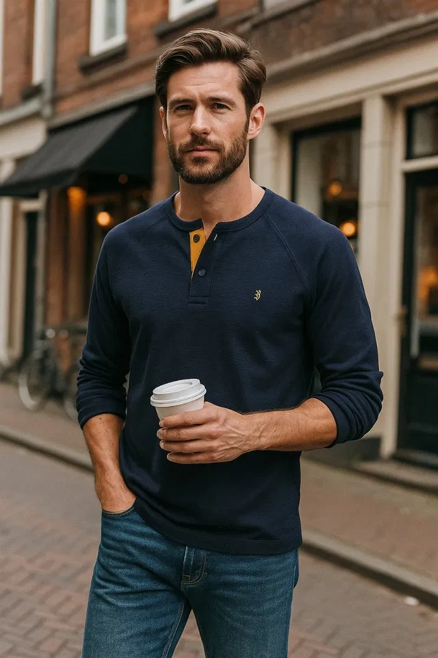 Cotton Solid T-Shirt for Men, Navy Blue (M)