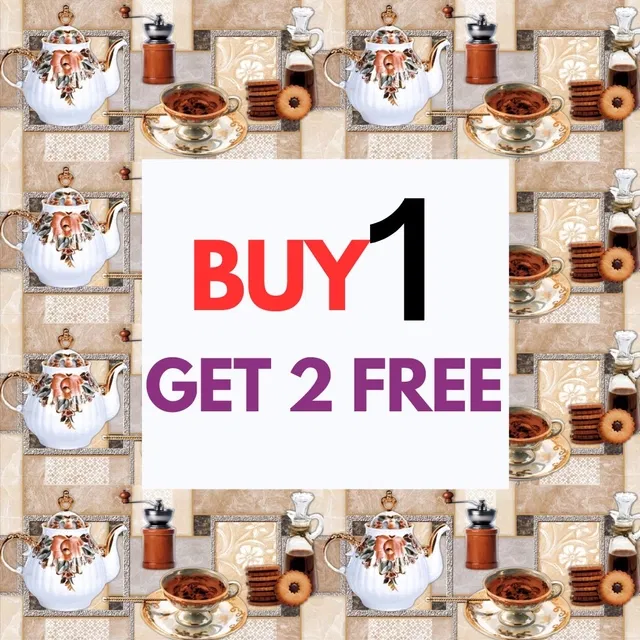 Vinyl Waterproof Wallpaper Roll for Kitchen Wall (Multicolor, 1 m) (Pack of 3)