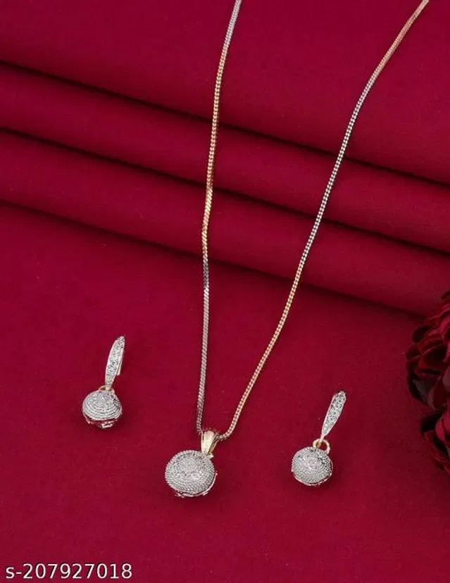 Alloy Necklace with Earrings for Women (Multicolor, Set of 1)