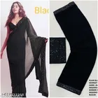 Georgette Solid Saree for Women, Black 