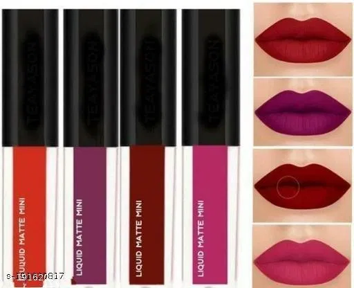 Liquid Lipstick for Women (Multicolor, Pack of 4)