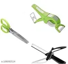 5 Blade Vegetable Scissor & Vegetable Cutter with Smart Locking System (Multicolor, Set of 3)