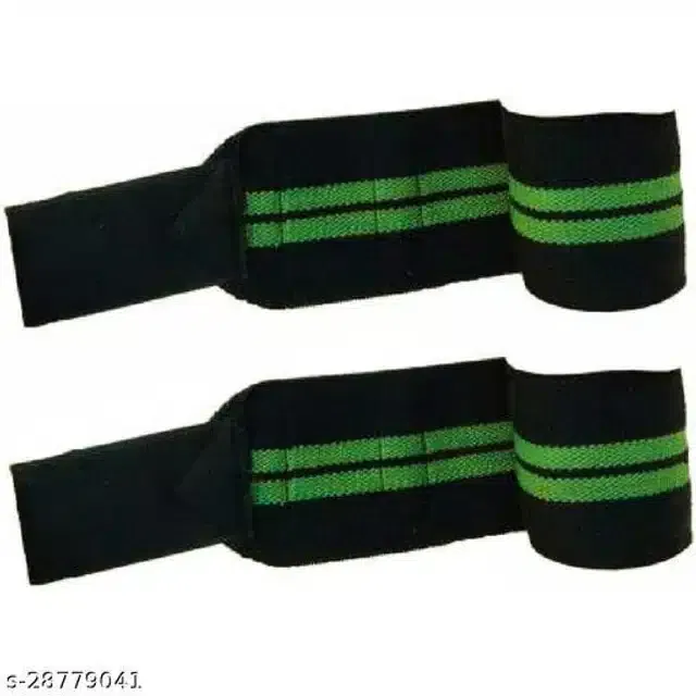Wrist Support Bands (Black & Green, Free Size) (Set of 1)