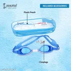 Silicone Swimming Goggles with Pouch (Blue, Set of 1)
