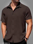 Half Sleeves Shirt for Men (Dark Brown, S)